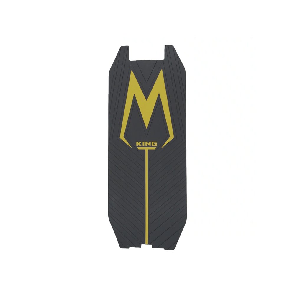 Gold deck mat for Kaabo Mantis King GT electric scooter, featuring textured surface and branding details.