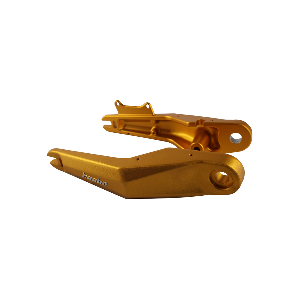 Gold swing arms for Kaabo Mantis King GT electric scooter, showcasing the replacement parts by Kaabo USA.