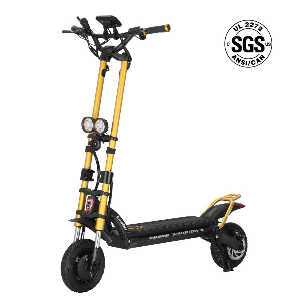 Kaabo USA Warrior X Max electric scooter with large wheels, sturdy frame, and handlebar for off-road or urban riding.