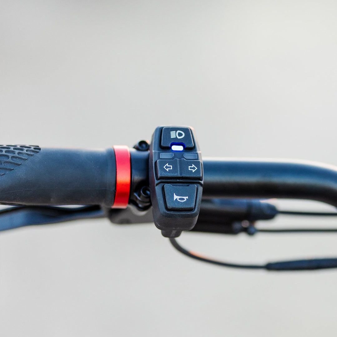 Kaabo King GTR handlebar controls and switches on a high performance electric scooter designed for adults