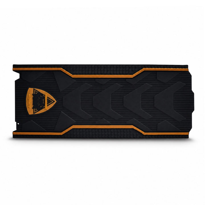 Black anti-slip deck mat with gold accents for Kaabo King GTR Max and Warrior 11 Max electric scooters
