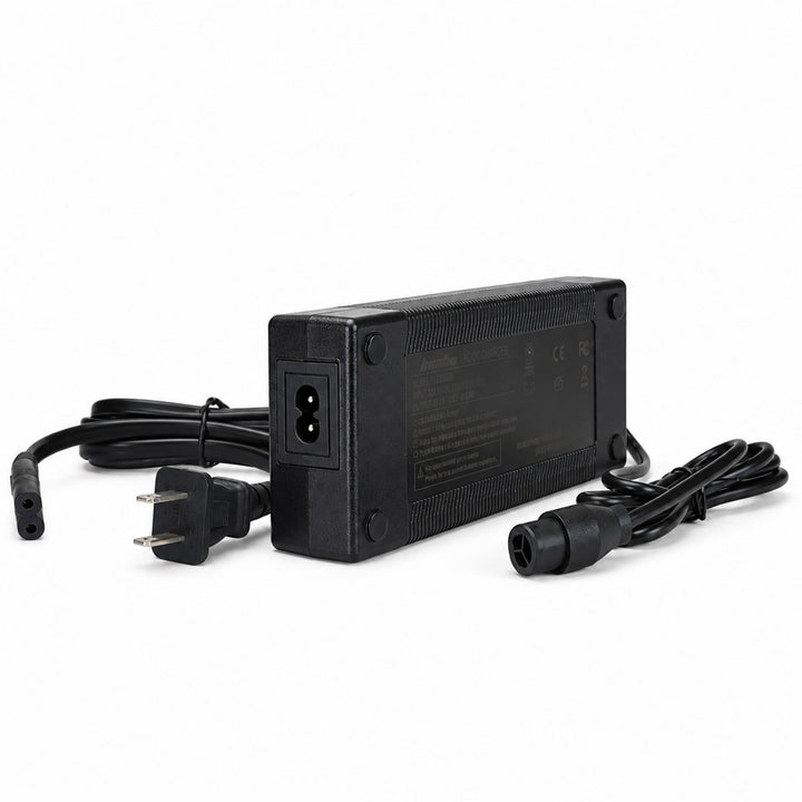 Angled view of Kaabo Mantis King GT 2026 charger showing AC inlet and waterproof connector