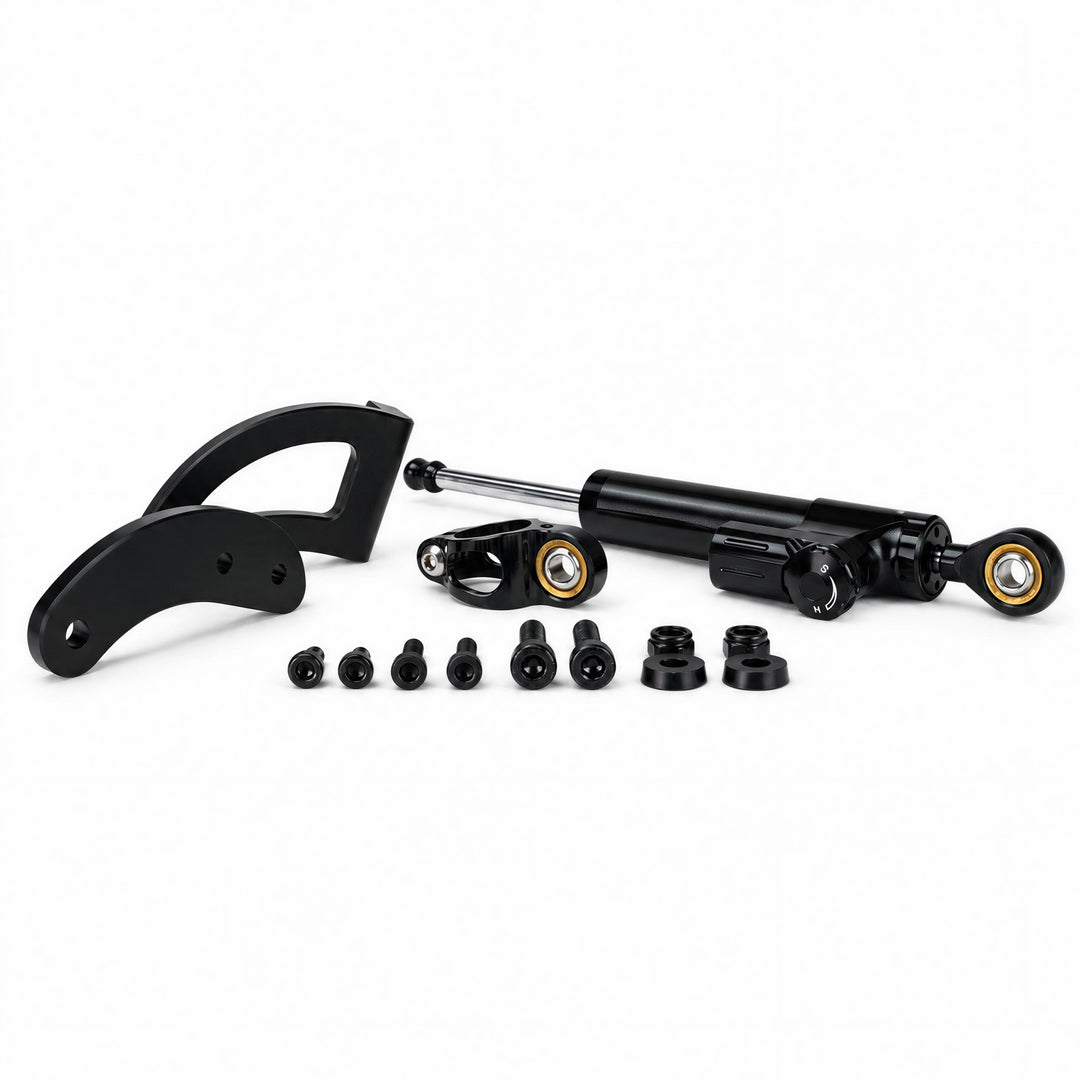 Kaabo Mantis King GT steering damper kit with mounting brackets and hardware