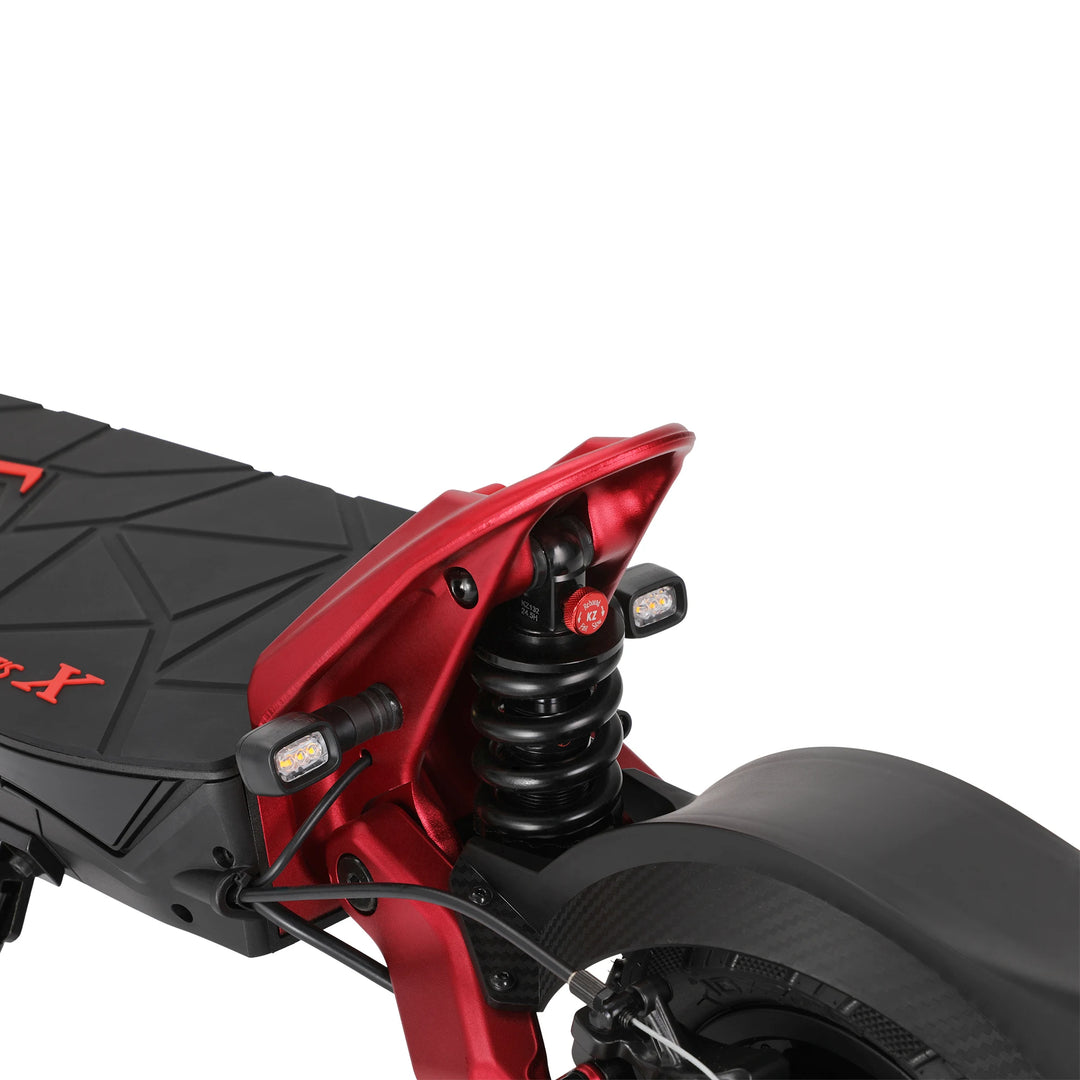 Adjustable rear suspension on Kaabo Mantis X Plus dual motor electric scooter