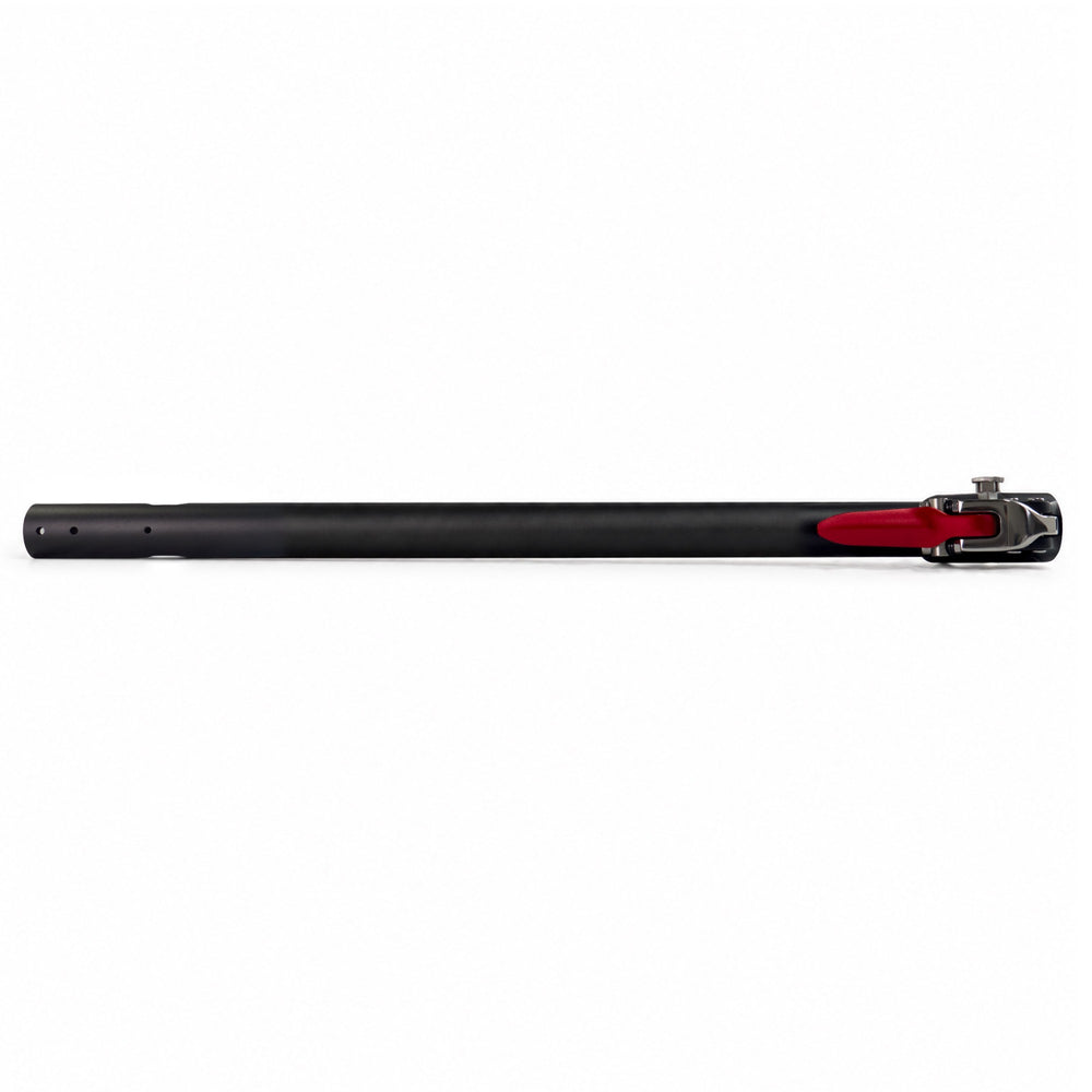 Kaabo Mantis X Plus folding stem assembly with a red folding arm