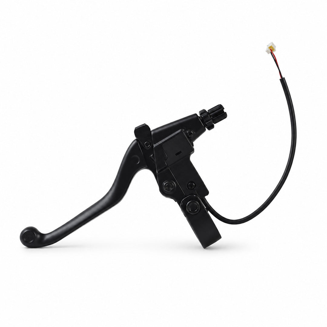 Kaabo Urban left mechanical brake lever with motor cutoff wire, back view