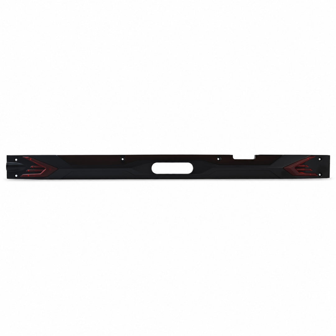 Genuine Kaabo Urban left deck side cover for the black electric scooter with red accent trim and reflector opening.