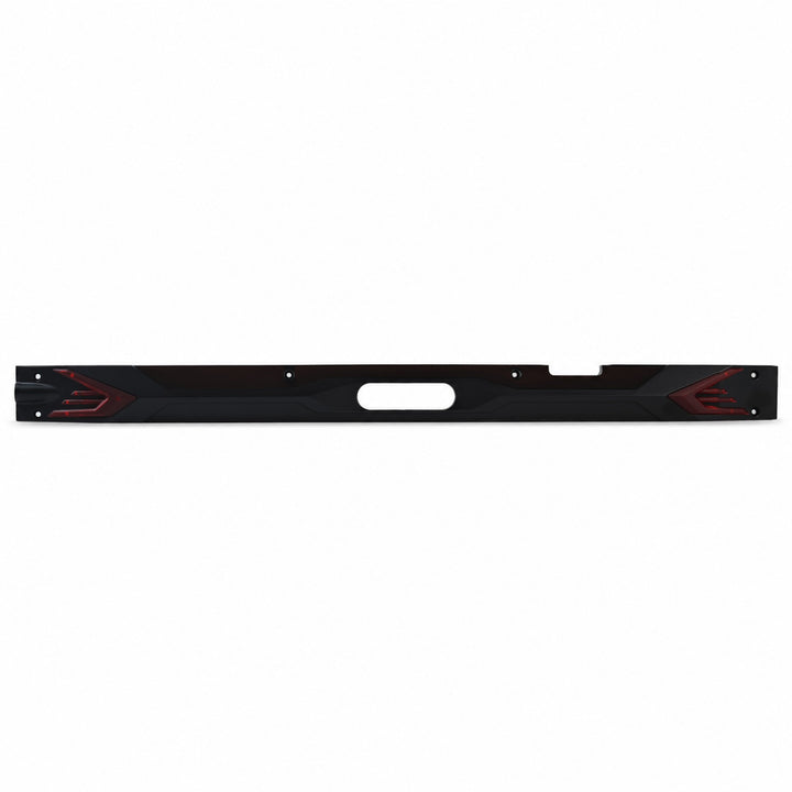 Genuine Kaabo Urban left deck side cover for the black electric scooter with red accent trim and reflector opening.