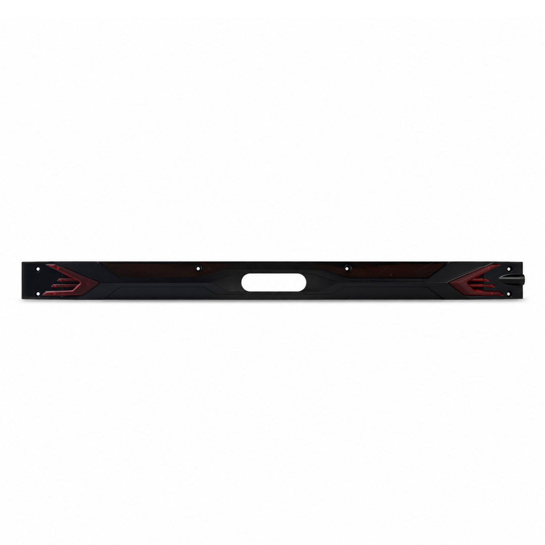 Genuine Kaabo Urban right deck side cover for the black electric scooter with red accent trim and reflector opening.