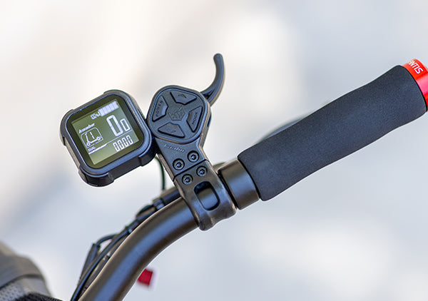 Close-up of the Kaabo USA's Mantis 10 Lite scooter's digital display and control buttons