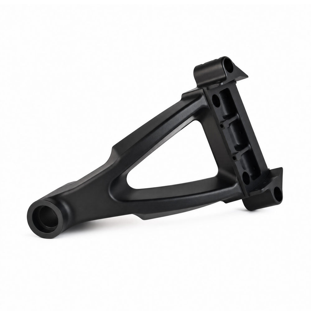 Side view of the black front frame assembly for the Kaabo Warrior X Plus and Warrior X Max.