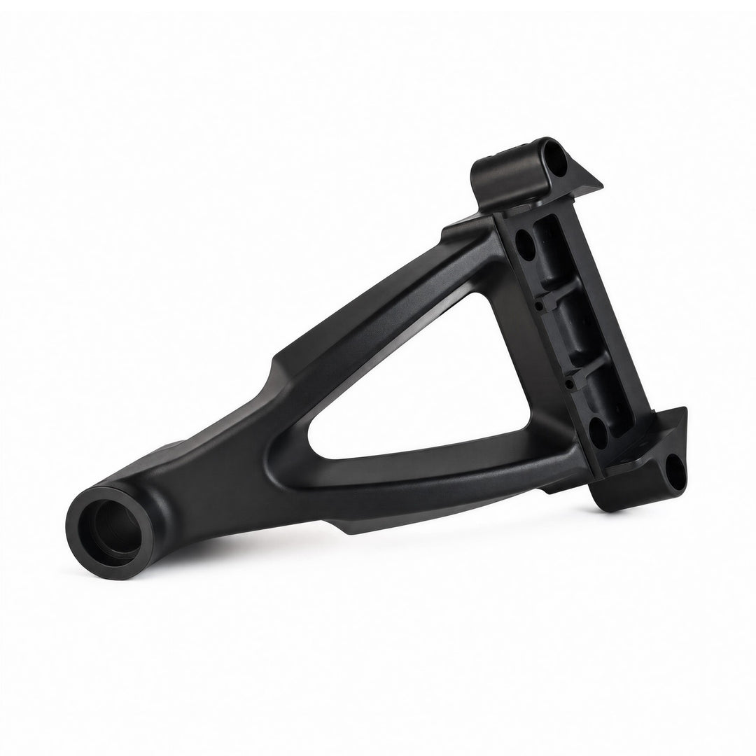 Side view of the black front frame assembly for the Kaabo Warrior X Plus and Warrior X Max.