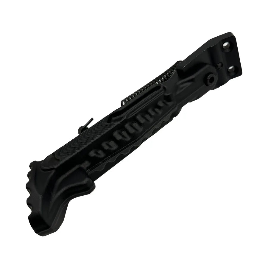 Kaabo Warrior X Plus electric scooter with black kickstand attached, showing the scooter's deck and wheel in detail.